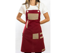 Load image into Gallery viewer, Red Apron with Suede Straps