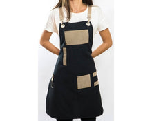 Load image into Gallery viewer, - Apron, Black &Beige with Extra Pocket