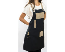 Load image into Gallery viewer, - Apron, Black &Beige with Extra Pocket