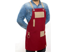 Load image into Gallery viewer, Red Apron with Suede Straps