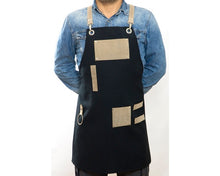 Load image into Gallery viewer, - Apron, Black &Beige with Extra Pocket