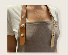 Load image into Gallery viewer, Beige Apron with Genuine Leather Straps and Pockets - ISTANBUL 08