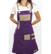 Load image into Gallery viewer, -Purple &amp;Beige, Extra Pocket Unisex apron
