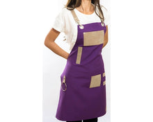 Load image into Gallery viewer, -Purple &amp;Beige, Extra Pocket Unisex apron
