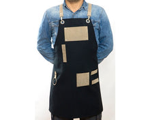 Load image into Gallery viewer, - Apron, Black &amp;Beige with Extra Pocket
