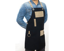 Load image into Gallery viewer, - Apron, Black &amp;Beige with Extra Pocket
