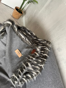 Silver Faux Fur and Cashmere Throw Blanket