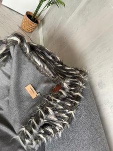 Silver, Faux Fur and Half Cashmere Throw Blanket