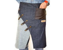Load image into Gallery viewer, - Half Apron, Denim Duo Fabric Bistro Apron
