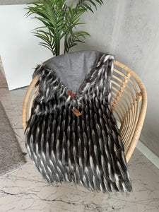 Silver, Faux Fur and Half Cashmere Throw Blanket