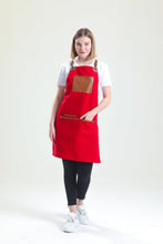 Load image into Gallery viewer, Red Cotton Canvas Apron - Madrid 09
