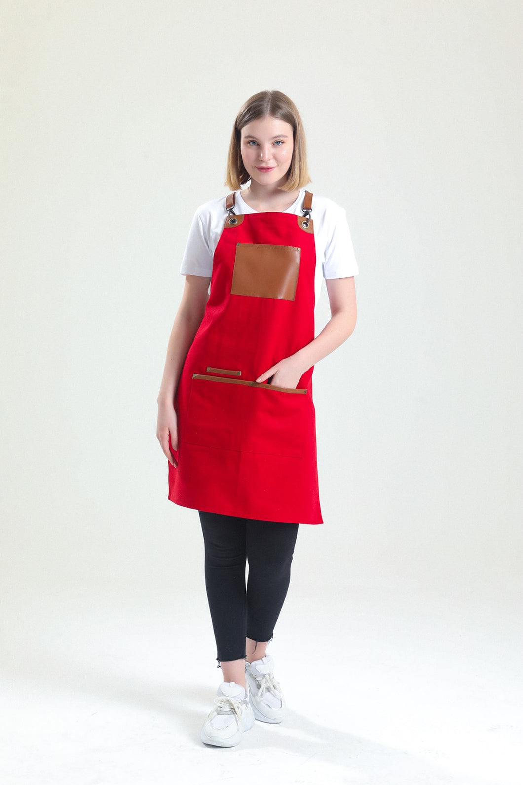 Red Cotton Canvas Apron - Madrid 09