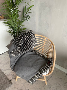 Silver, Faux Fur and Half Cashmere Throw Blanket