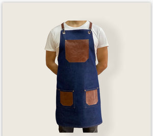 Dark blue Denim Apron with Wide Pockets- PARIS 03