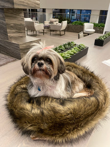 Coconut Snuggle Bed for Pets, Cuddle Bed, Faux Mink Pet Bed