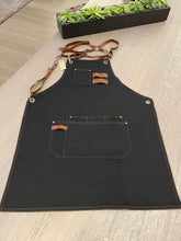 Load image into Gallery viewer, Black Denim Apron with Wide Pockets- FLORANCE 06
