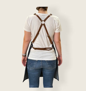 Black Denim Apron with Wide Pockets- FLORANCE 06