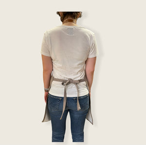 Beige Apron with Genuine Leather Straps and Pockets - ISTANBUL 08