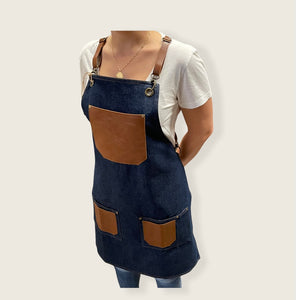 Dark blue Denim Apron with Wide Pockets- PARIS 03