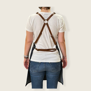 Dark blue Denim Apron with Wide Pockets- PARIS 03