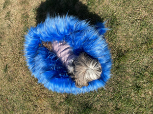 Piper Blue Soft Faux Fur Cave Pet Bed