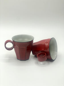-Hand glazed Porcelain, red espresso cup