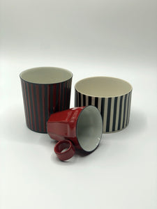 -Hand glazed Porcelain, red espresso cup