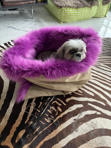 Rosie, High-end faux fur and velvet fabric handmade pet bed
