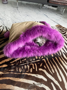 Rosie, High-end faux fur and velvet fabric handmade pet bed