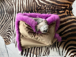 Rosie, High-end faux fur and velvet fabric handmade pet bed