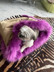 Rosie, High-end faux fur and velvet fabric handmade pet bed