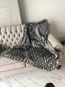 Silver Faux Fur and Cashmere Throw Blanket