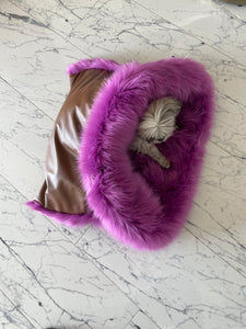 Toby, High-end faux fur and faux leather  handmade pet bed